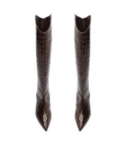 Bets-CO Boots Maryana Lo Crocodile-Embossed Leather Boot