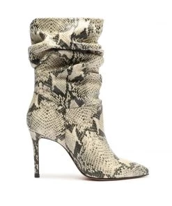 Bets-CO Ashlee Snake-Embossed Leather Bootie