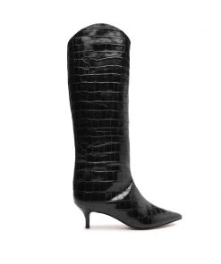 Bets-CO Essentials Maryana Lo Crocodile-Embossed Leather Boot