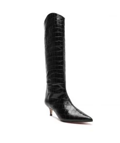 Bets-CO Essentials Maryana Lo Crocodile-Embossed Leather Boot