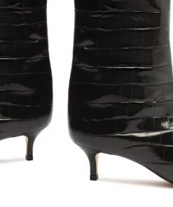 Bets-CO Essentials Maryana Lo Crocodile-Embossed Leather Boot