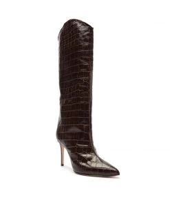 Bets-CO Maryana Crocodile-Embossed Leather Boot Essentials
