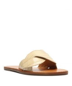 Sale Dinah Crocodile-Embossed Leather Sandal