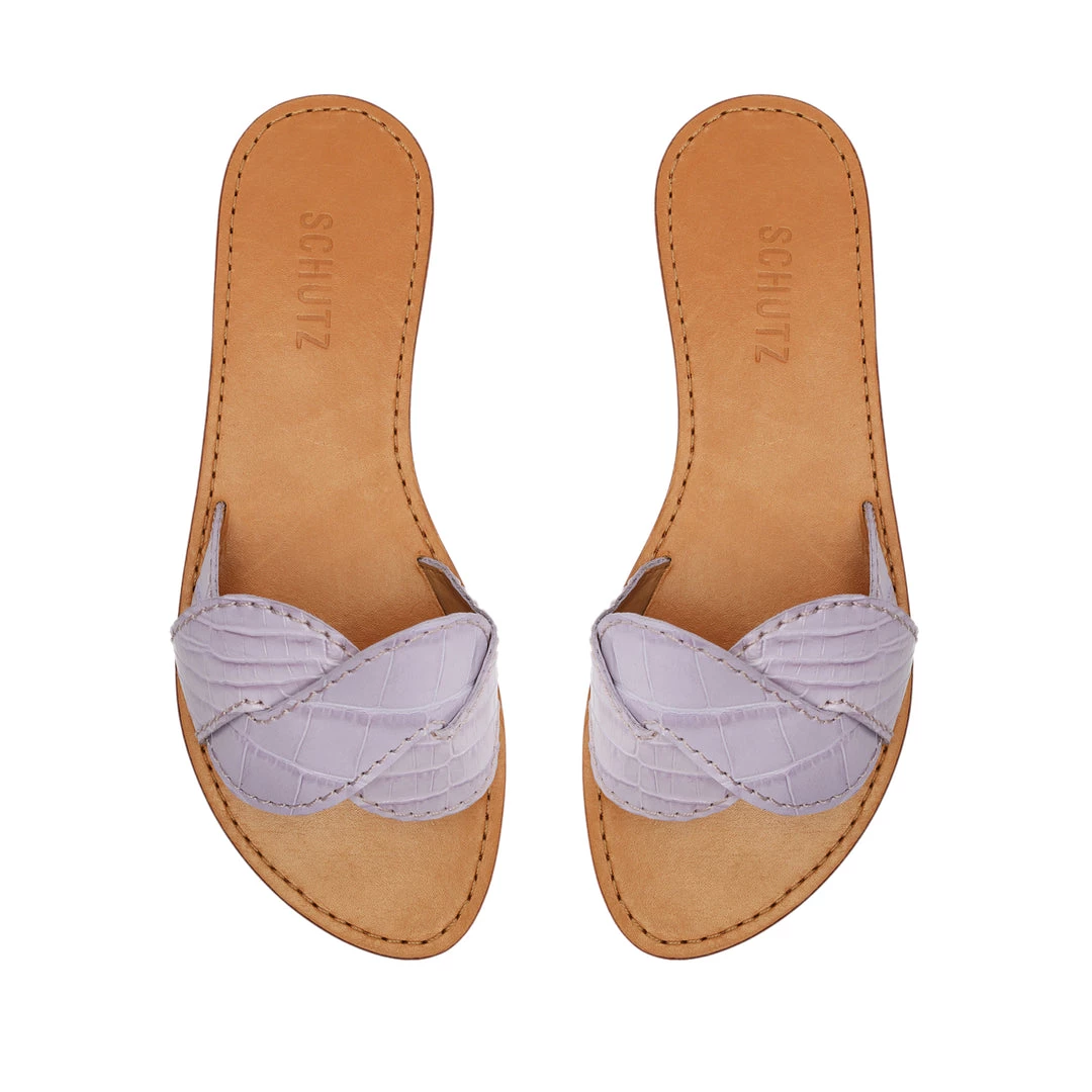 Sale Dinah Crocodile-Embossed Leather Sandal 7 Sale Dinah Crocodile-Embossed Leather Sandal