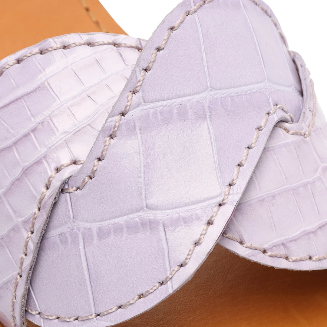 Sale Dinah Crocodile-Embossed Leather Sandal 9 Sale Dinah Crocodile-Embossed Leather Sandal