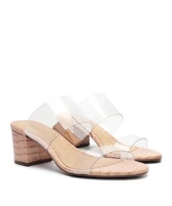 Victorie Crocodile-Embossed Leather Sandal