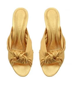 Sale Mindy Mid Block Metallic Leather Sandal