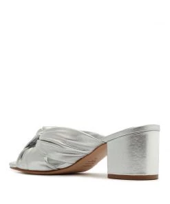 Sale Mindy Mid Block Metallic Leather Sandal