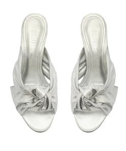 Sale Mindy Mid Block Metallic Leather Sandal