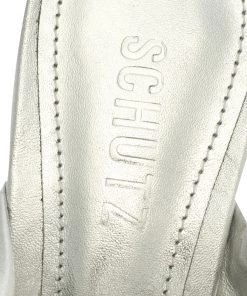 Sale Mindy Mid Block Metallic Leather Sandal