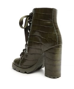 Fall 22 Zhara Crocodile-Embossed Leather Bootie Booties