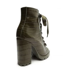 Fall 22 Zhara Crocodile-Embossed Leather Bootie Booties