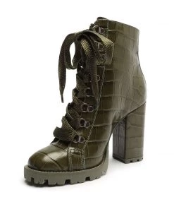 Fall 22 Zhara Crocodile-Embossed Leather Bootie Booties