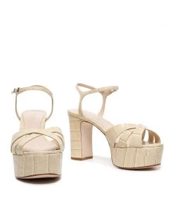 Sale Keefa Crocodile Embossed Leather Sandal