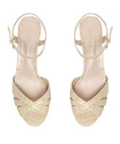 Sale Keefa Crocodile Embossed Leather Sandal