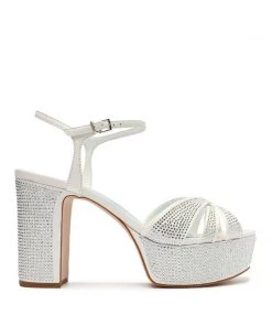 Sale Keefa Crystal Satin & Leather Sandal