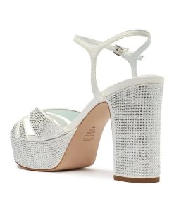 Sale Keefa Crystal Satin & Leather Sandal