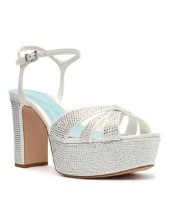 Sale Keefa Crystal Satin & Leather Sandal