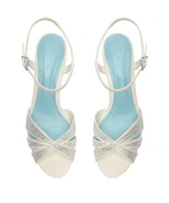 Sale Keefa Crystal Satin & Leather Sandal