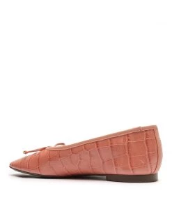 Sale Arissa Crocodile Embossed Leather Flat