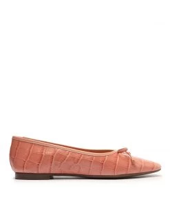 Sale Arissa Crocodile Embossed Leather Flat