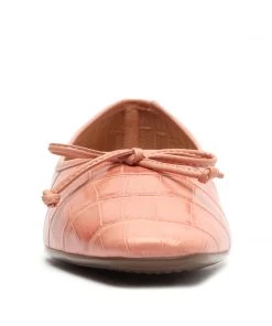 Sale Arissa Crocodile Embossed Leather Flat