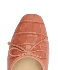 Sale Arissa Crocodile Embossed Leather Flat