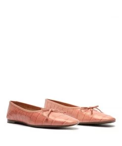 Sale Arissa Crocodile Embossed Leather Flat