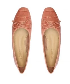 Sale Arissa Crocodile Embossed Leather Flat