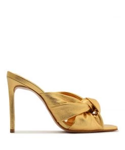 Pre Fall 22 Mindy Metallic Leather Sandal New In