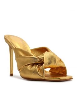 Pre Fall 22 Mindy Metallic Leather Sandal New In
