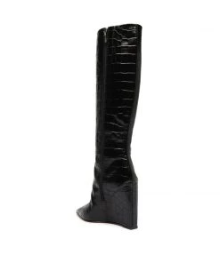 Bets-CO Asya Up Crocodile-Embossed Leather Boot