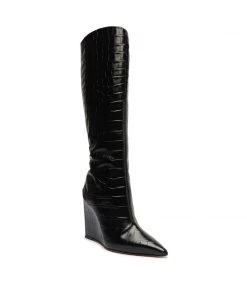 Bets-CO Asya Up Crocodile-Embossed Leather Boot