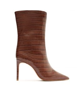 PF Capsule 22 Mary Crocodile Embossed Leather Bootie New In