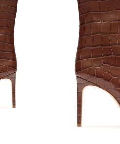 PF Capsule 22 Mary Crocodile Embossed Leather Bootie New In