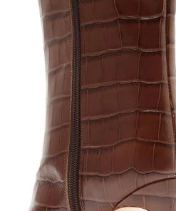 PF Capsule 22 Mary Crocodile Embossed Leather Bootie New In