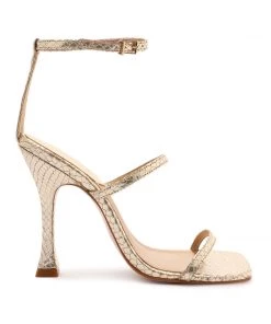 Sale Nelli Metallic Snake-Effect Leather Sandal