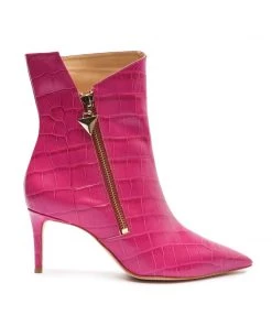 Sale Van Crocodile-Embossed Leather Bootie