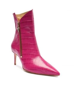 Sale Van Crocodile-Embossed Leather Bootie
