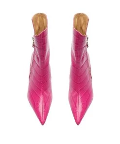 Sale Van Crocodile-Embossed Leather Bootie