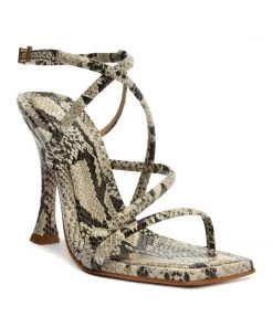 Sale Lovi Snake-Embossed Leather Sandal