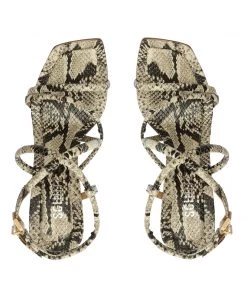 Sale Lovi Snake-Embossed Leather Sandal