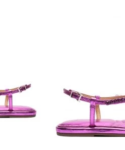 Sale Groove Metallic Leather Flat